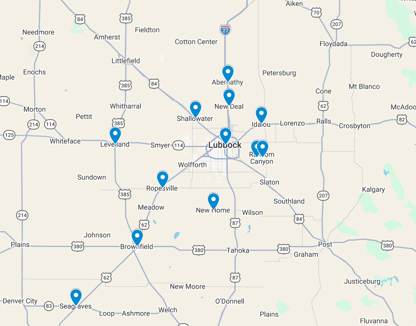 Lubbock, TX and surroiunding areas